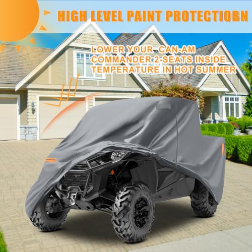 Image of Waterproof UTV Cover Replace for Can-Am Commander DPS /XT 700 1000R 2 Seats | 6 Layers Outdoor Cover with Cotton Liner, Air Vents, Door Zipper and Windproof Buckles for Rain Snow Dust Protection