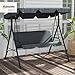 Outsunny 3 Seater Canopy Swing Chair Garden Rocking Bench Heavy Duty Patio Metal Seat w/Top Roof - Grey