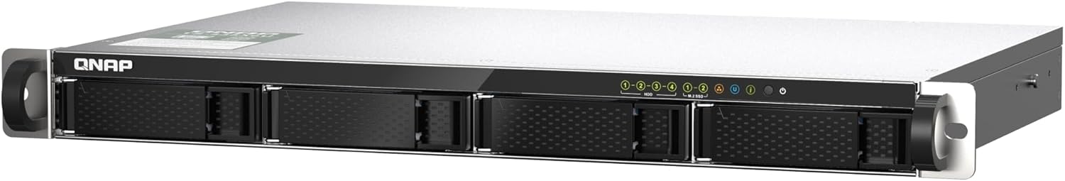 QNAP TS-435XeU-4G-US 4 Bay High-Speed Short Depth Rackmount NAS with M.2 NVMe SSD, Quad Core Marvell Octeon CPU, 4GB DDR4 Memory, Dual 2.5GbE (2.5G/1G/100M) and 10GbE Network Connectivity (Diskless)