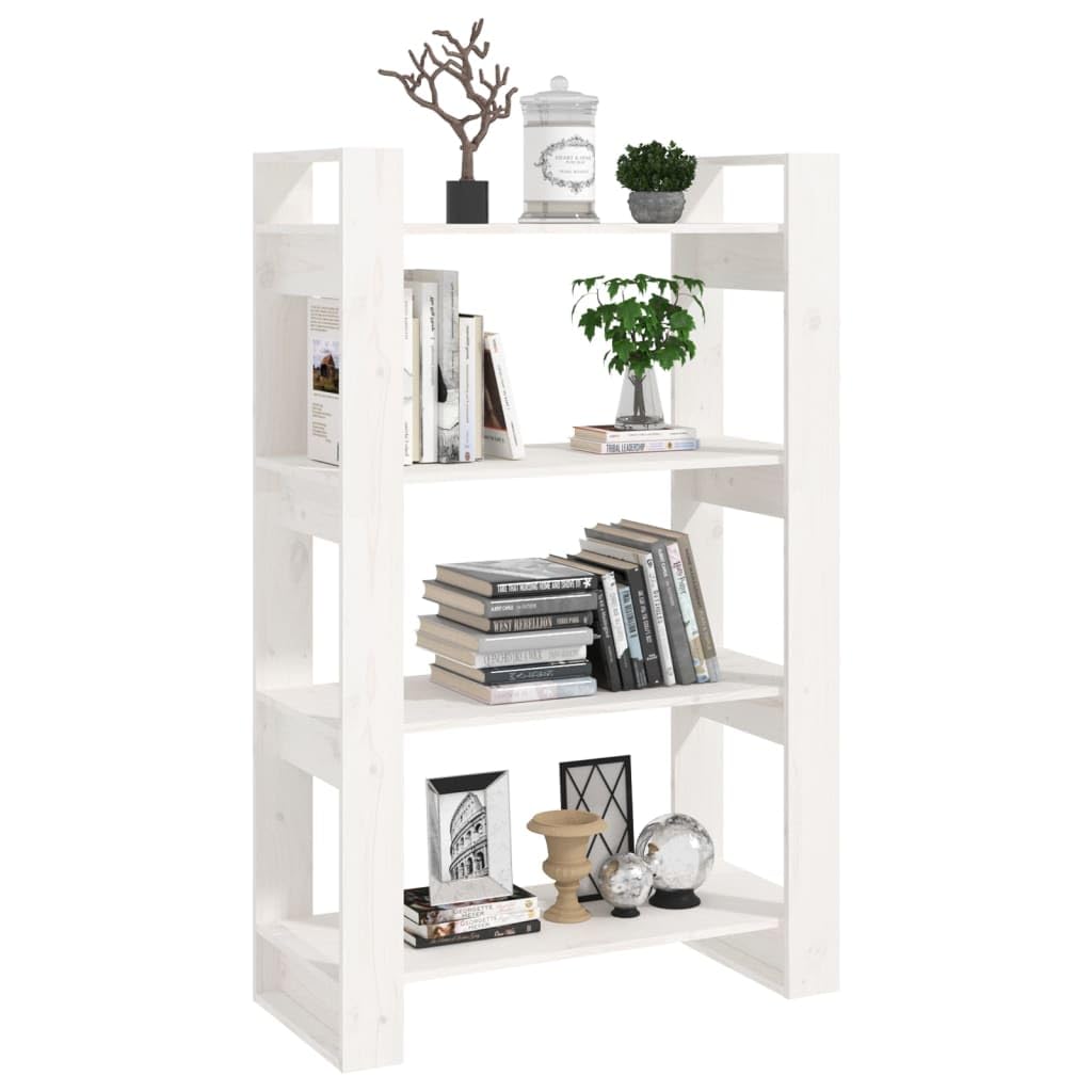 Générique Biblioteka biała 80x35x125 cm Lita sosna | Wszechstronna półka, ścianka działowa, solidna rama, luźne przechowywanie książek i DVD