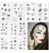 10 Halloween Accessories Spider Tattoo,Halloween Tattoos for Adults Kids Women Witch Makeup Tempo...
