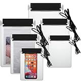 Shappy 6 Pieces Clear Waterproof Bag Watertight Phone Case Dry Document Pouch for Camera Phone Keys Maps Document Beach Kayak Boating Traveling Camping Hiking (Black)