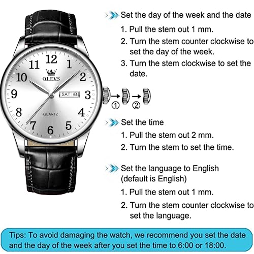Image of OLEVS Watch Men Mens Watches Watches for Men Leather Band Classic Brown Leather Watch Men, Analog Watch Men, Black Mens Leather Watch, Dress Waterproof Large Face Mens Watch,Relojes para Hombres Watch
