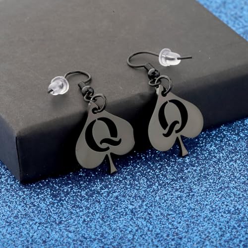 WUSUANED Funny Black Q Earrings Naughty Jewelry Naughty Queen Gift Hotwife Spicy Gift4