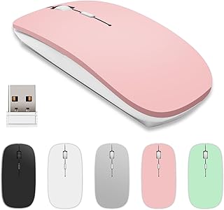 aichiw Wireless Bluetooth Mouse, 3-speed DPI adjustment, light and portable, compatible with Laptop/iPad/iPhone/Mac/PC,Silent Click，AA battery required(not included)(Pink)