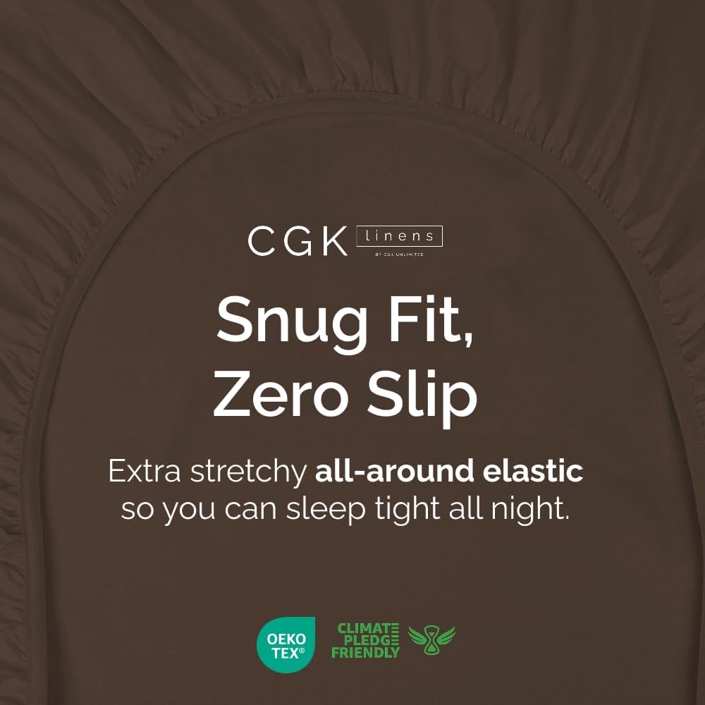 queen fitted bed sheet - bottom single fitted sheet only - ultra-soft hotel luxury bedding w/ 8-16 inch deep pockets - breathable, cooling & wrinkle free - easy-care, fade & shrink resistant - brown queen 1-pack 09 - brown