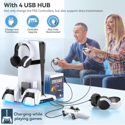 PS5/Slim/Pro Stand and Cooling Station with LED Controller Charging Station for PlayStation photo 7