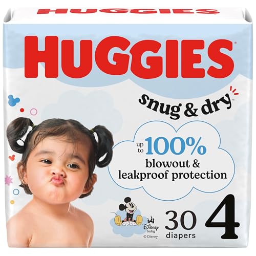 Image of Huggies Size 4 Diapers, Snug & Dry Baby Diapers, Size 4 (22-37 lbs), 30 Count, Packaging May Vary