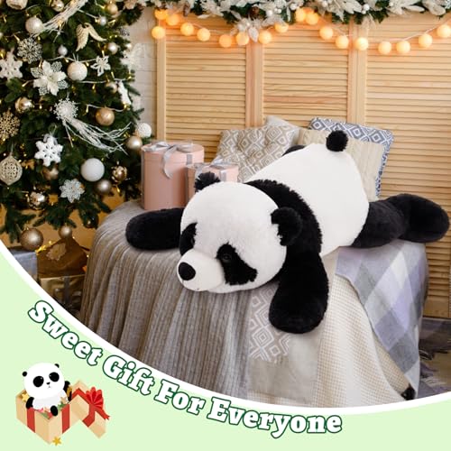 MorisMos weich Groß Panda Kuscheltier XXL, 80cm lang Flauschige Panda plüschtier stofftier,Süße plüschpanda Kissen Geburtstag Weihnachten Geschenk für Jungen Kinder