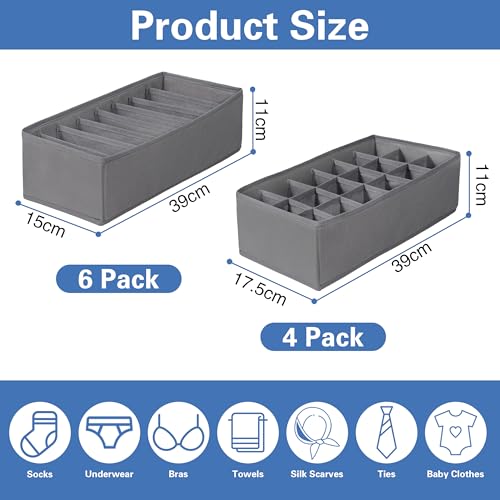 Withosent 10er Set HEMNES Doppelorganizer für Kommode, Wickeltisch, Kleiderschrank Organizer, Schubladen, Ordnungssystem für Wickelutensilien, Kinderkleidung, Socken, BH, Unterwäsche