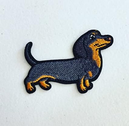 Dachshund Sausage Dog Sew Patch, Doggie Badge, Dachshund Badge, Dog Animal Patch, DIY Embroidery, Embroidered Applique, Dog Lover Gift 5 cm (Dog 1