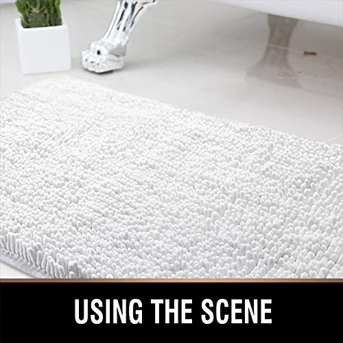 Mayshine Non-Slip Bathroom Rug (24X39 Inches) Shag Shower Mat Machine-Washable Bath Mats - White And Area Rug Gripper Pad (24X36 Inches), 2 Item Bundle #TOP4