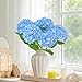 Cherica Real Touch Blue Hydrangea Artificial Flowers with Stems, Fake Silk Flowers for Outdoors, 3 Pcs Artificial Flowers for Home Decor Wedding Bouquets Centerpieces Vase