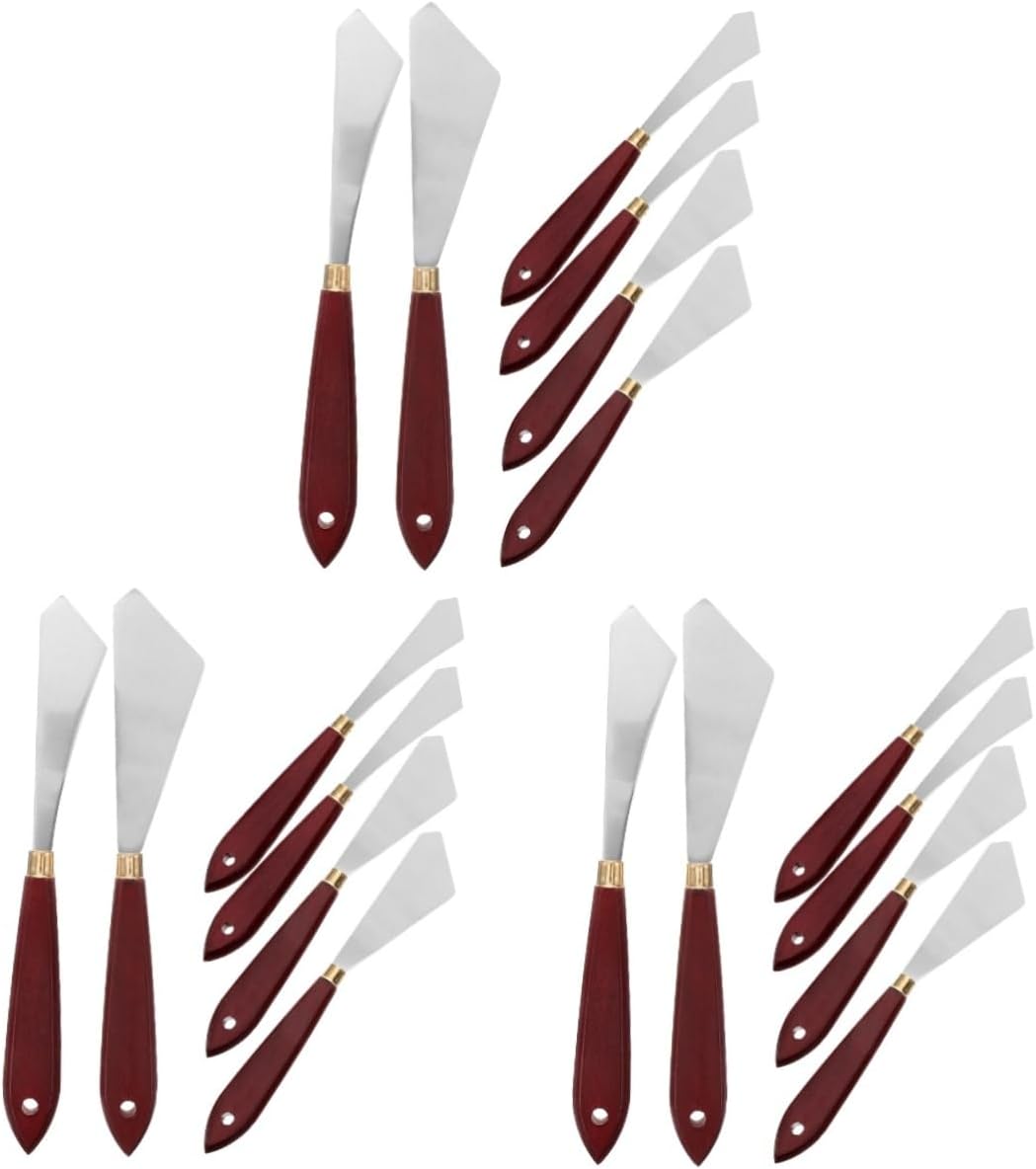 18pcs Oil Painting Supplies Oil Paint Spatulas Scrapers for Artists Ergonomic Wooden Handle Easy to Clean Portable Art Tools