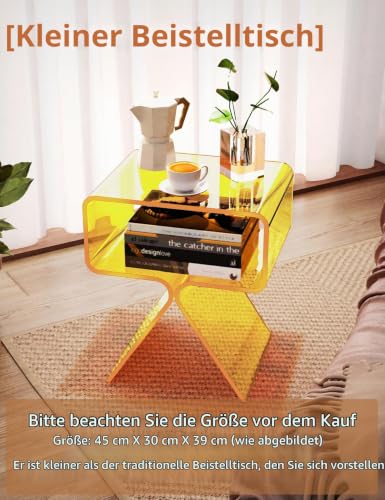 solaround Acryl Nachttisch Beistelltisch, Modernes Design Clear Home Decor Display Endtisch (Gelb) – Ansicht 4