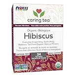NOW Caring Tea™, Organic Hibiscus Tea, Premium Unbleached Tea Bags with our no-staples design, 24 Count