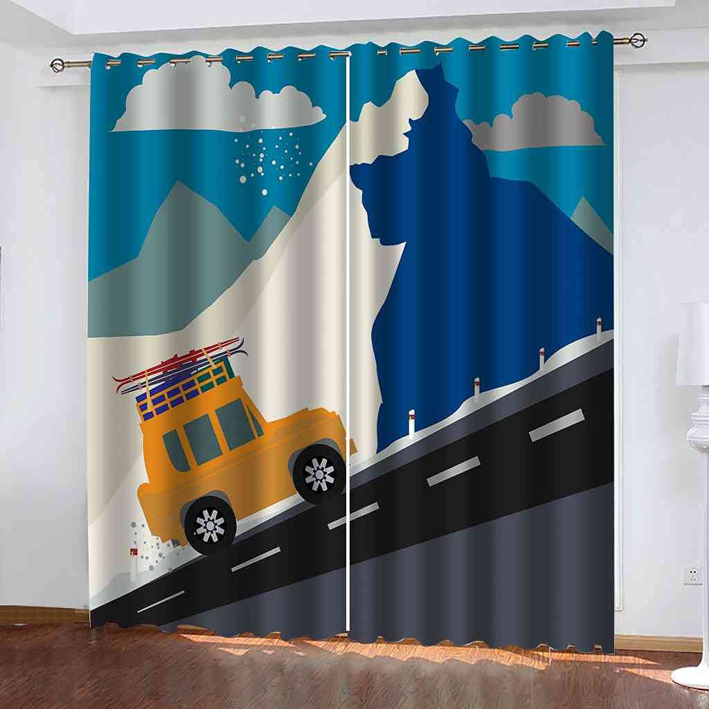Rideau occultant voiture jaune 3D isolant thermique phonique salon 264x242