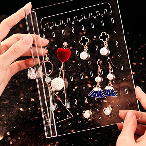 Discoball Acrylic Earrings Holder 3 Panels Acrylic Earrings Organiser Dustproof Jewellery Organiser Drawer, Earring Stands for Jewellery Hanging Up to 80 Pairs