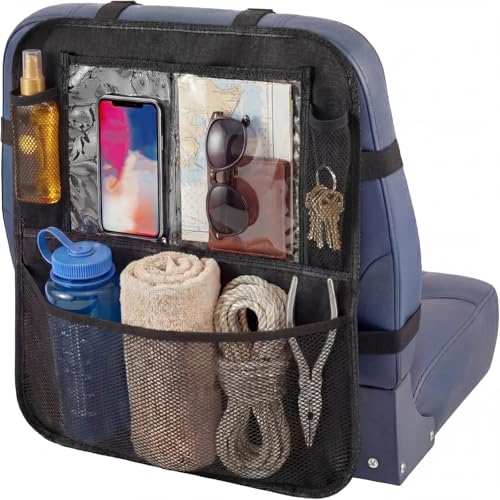 SilTriangle Boat Seat Organizer, Waterproof Marine Storage Bag with Mesh Pockets, Large Capacity Backseat Storage for Boat Accessories, Fishing Gear, Tools