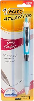 BIC Glide Ultra Comfort Retractable Ballpoint Pens, Medium Point 1.0mm, Black, Assorted Barrel Colors, 1-Count Pack