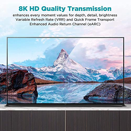 HDMI Cable 8K 6FT,QGeeM 48Gbps Ultra High Speed HDMI Cord,Compatible with Apple TV,Roku,Samsung QLED,Sony LG,Nintendo Switch,Playstation,PS5,PS4,Xbox One Series X,HDMI 8k Ultra HD Cable (6FT) - Thumbnail 3