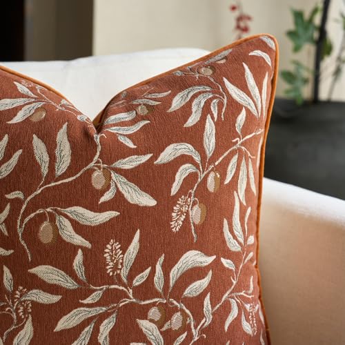 Image of Alerfa Orange Floral Throw Pillow Cover 20 x 20 Inch Sqaure Luxury Decorative Pillow Cover for Couch Living Room Bedroom