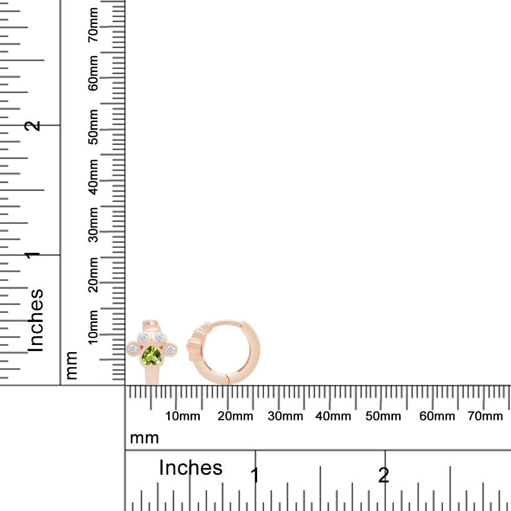 925 Sterling Silver Jewelry Heart And Round Cut Simulated Birthstone Cat Dog Paw Print Cute Cartilage Huggie Small Hoop Earrings Birthday Gift For Women