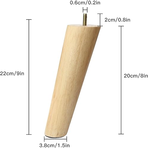 Miniatura 4 de Patas de repuesto de madera maciza de alta calidad para sofá, sillón, silla, otomana, sofá biplaza, mesa de café, armario (incluye accesorios de