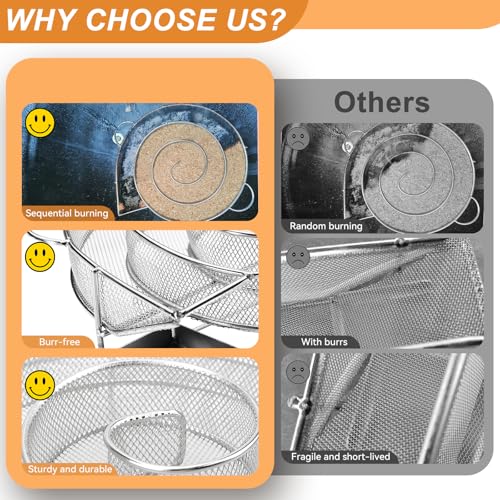 UMIWE Kaltrauchgenerator, Edelstahl Räucherschnecke, Räucherspirale Mit Griff Kaltrauchgenerator für Räucherofen, Food Smoker Rauchgenerator für BBQ