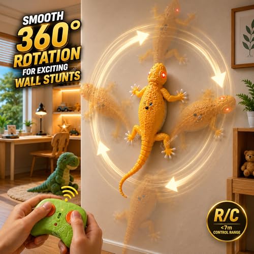 Image of GRAPHENE Wall Climbing RC Lizard Toy Remote Control Robot Toys for Kids Rechargeable Creepy Crawler Climbs Walls & Ceilings Glowing Eyes Prank Toys 5+ Boys Girls Birthday Gift Sticky