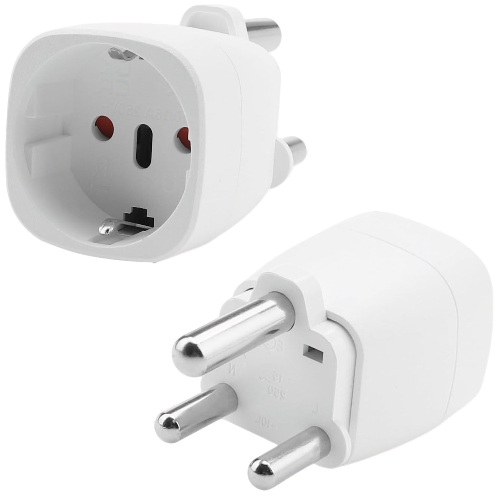 2 Stück Reiseadapter Adapter Südafrika, Steckdose Typ M, EU nach Südafrika Reiseadapter, Stromadapter für Südafrika, Mosambik, Bhutan, Namibia, Botswana, Typ M, Weiß