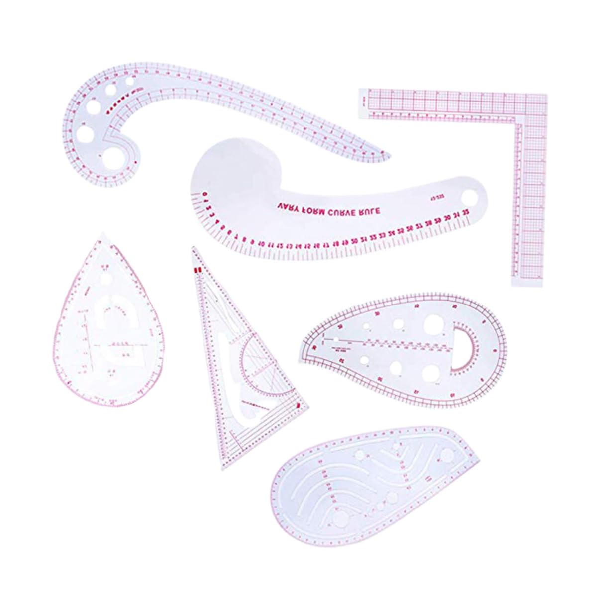 SHINEOFI 7 Piezas Reglas de Corte para Costura Herramientas de Medición Reglas Multifuncionales para Patchwork Acolchado Uso el Hogar Medida para Ropa
