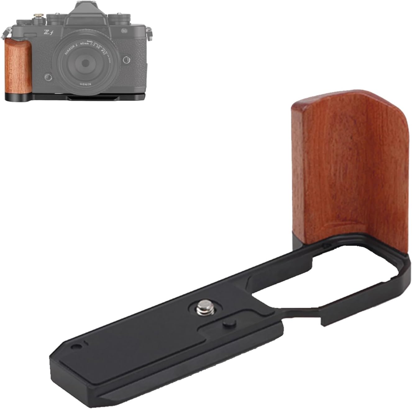 Z f Wooden Handle Grip L Bracket for Nikon ZF SLR Camera, Built-in Quick-Release Plate for Arca, L-Shape Grip Baseplate with 1/4"-20 Threaded Hole Camera Accessories