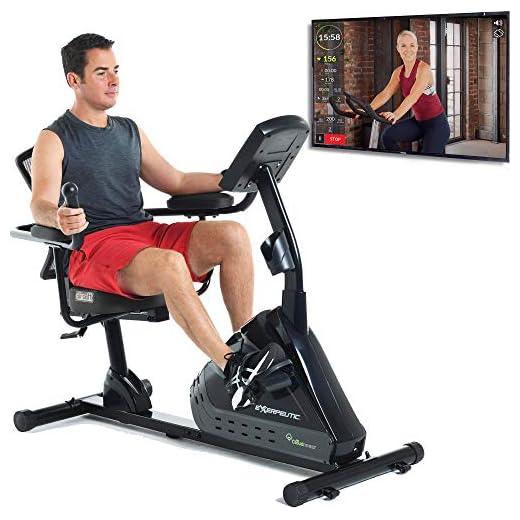 Exerpeutic 5000 Recumbent Exercise Bike with Airsoft seat, 24 Pre-Set Programs, Bluetooth MyCloudFitness App Tracking
