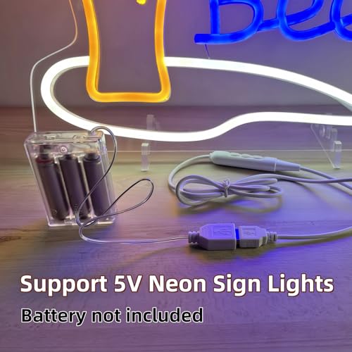 Image of Battery Pack for 5V LED Neon Signs, Converts USB Neon Signs to Battery-Operated, Perfect for Indoor /Outdoor Use