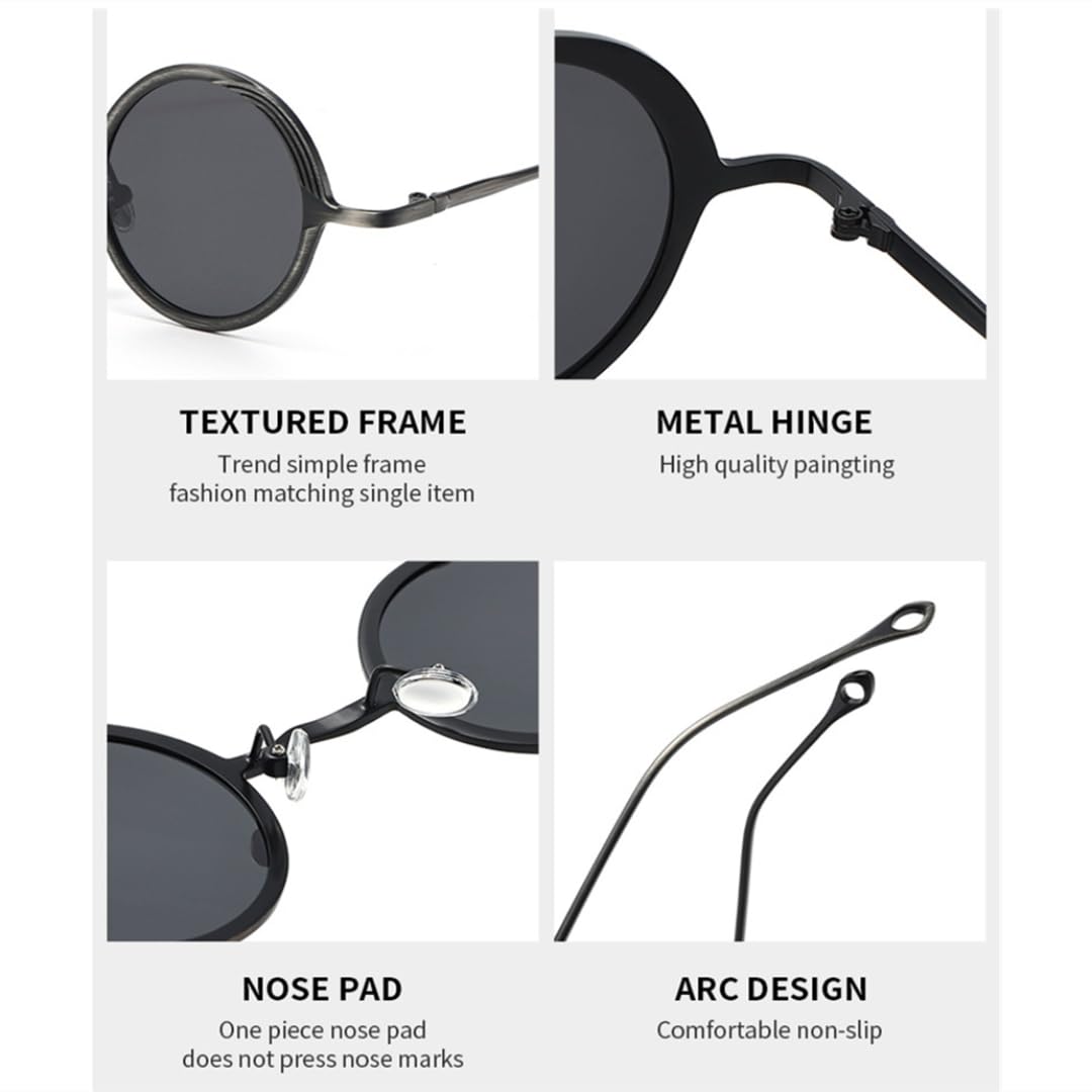 Lunettes de soleil rondes tendance, style vintage luxueux, protection UV400 pour l'extérieur