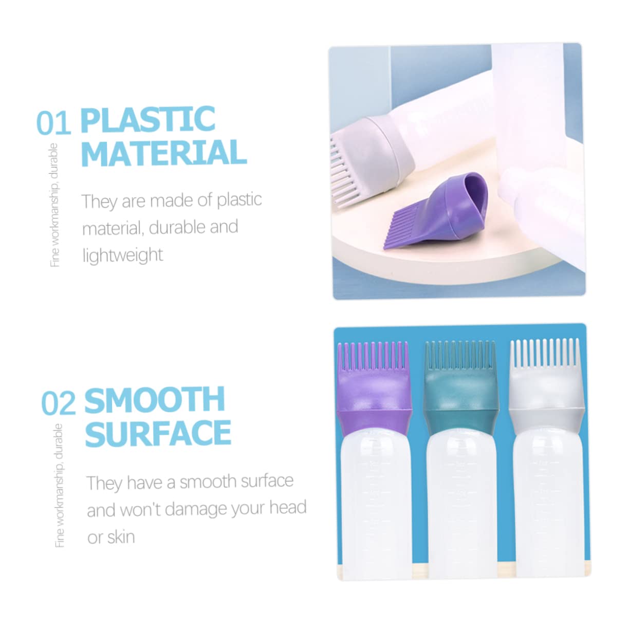 4pcs Hair Spray Bottle Comb Applicator for Dry Cleaning Oil Applicator Bottle for Hair