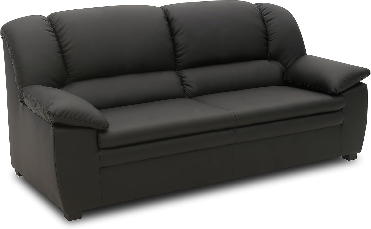 DOMO. collection Sofa Ambato, Leder-Optik, Schwarz | 3 Sitzer mit klassischem Design, elegante Couch in Leder-Optik aus Kunstleder, 219 x 92 x 88 cm (BxTxH)