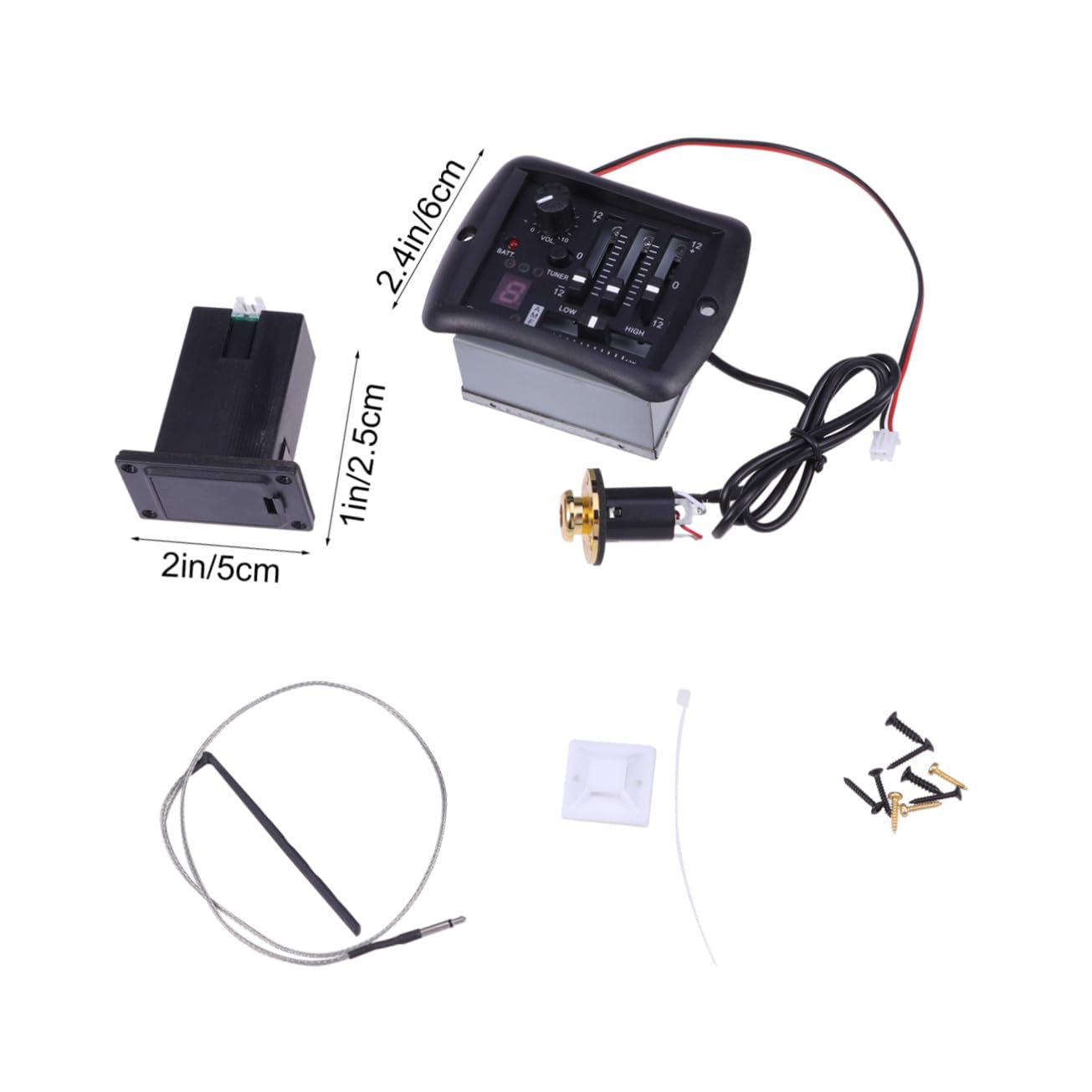 Toddmomy Preamplificador de Guitarra Acústica con Ecualizador de 3 Bandas Negro, Control de Volumen y Rango de Captación, Material Plástico y Metal, Adecuado para Guitarra Acústica