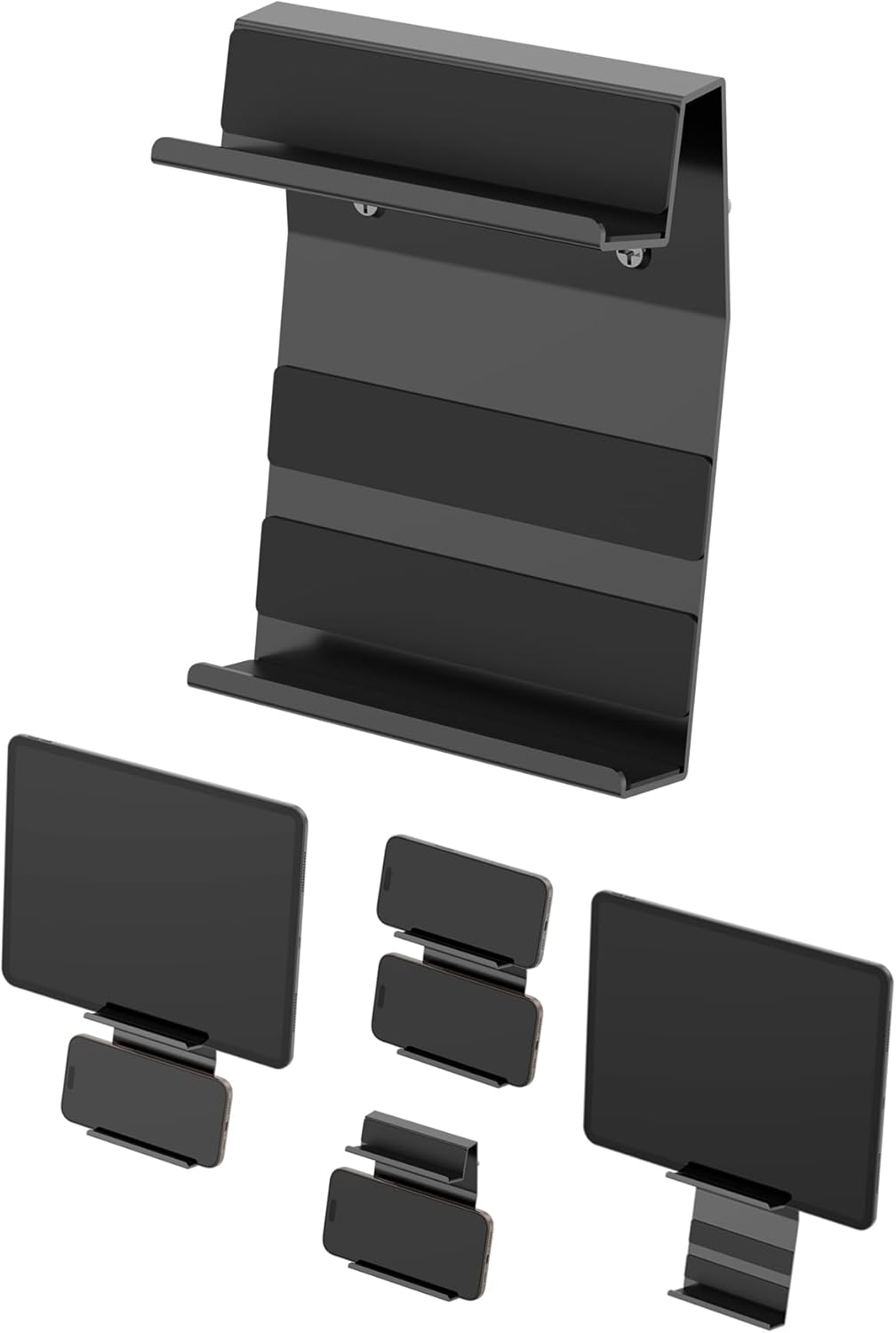 Universal Wall Mount Holder for Phone/Tablet/Ipad, Metal Steel, Double Slot, Scratch Resistant Design, Compatible with Almost All Smart Phone/Tablet/Kindle/E-Reader (Black) - Amazon product rated Grade C
