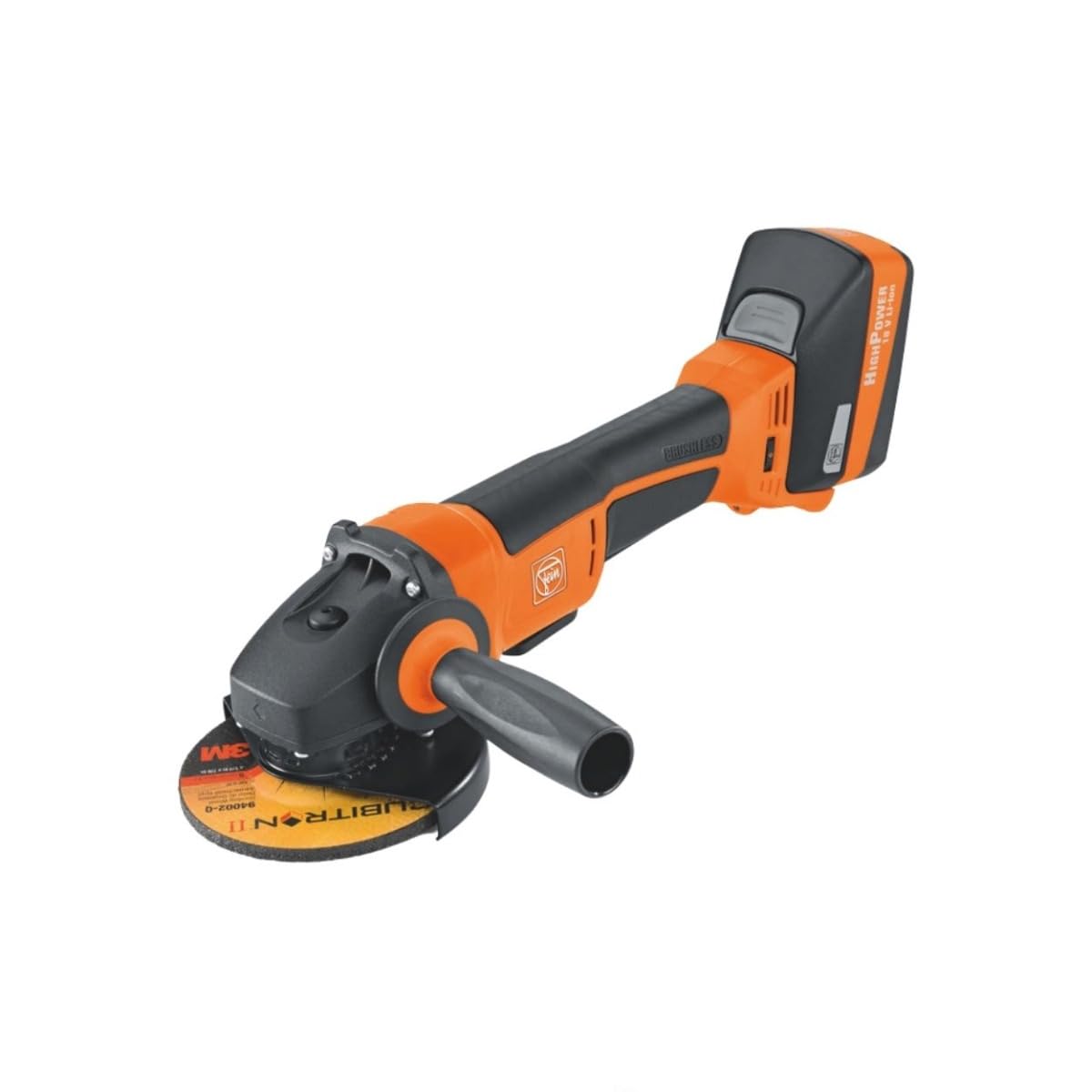 Fein Cordless Angle Grinder CCG 18-115 BLPD - For Cutting, Grinding, Deburring Work - 4-1/2" Diameter, 18V, 5.2Ah, Brushless Motor, 5/8-11" Mounting Thread - 71200361090