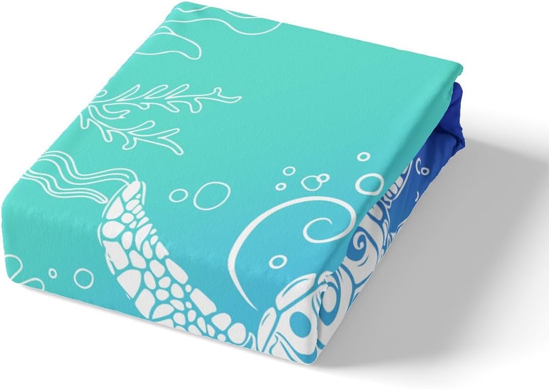 Feelyou Sea Turtle Bedding Set Twin Size Kids Ombre Art Comforter Cover Set for Boys Girls Teens Marine Themed Duvet Cover Underwater Animal Bedspread Cover Ocean Creature Quilt Cover