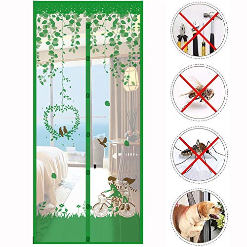 Nuevo Diseño Mosquitera Puerta,tejido Súper Fino Cortina Mosquitera Para Puertas Magnética De Velcro,anti Mosquitos Cortina Mosquitera Magnética Para Patio,puerta T 90x210cm(35x83inch)