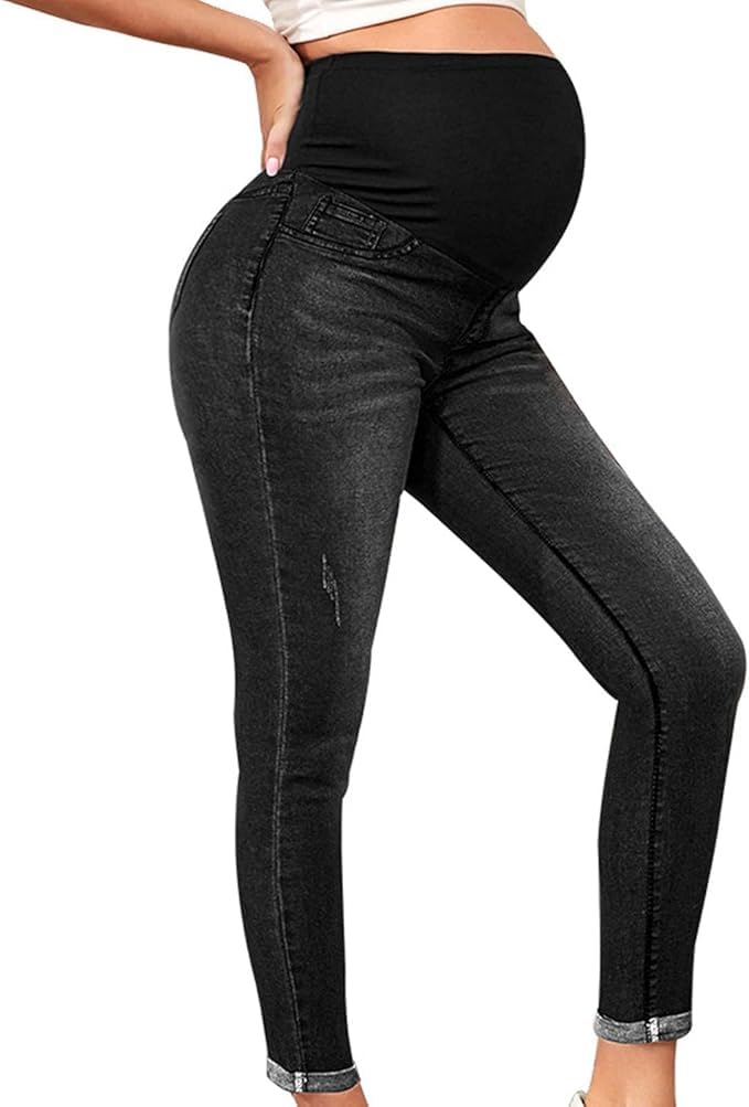 Jean de Grossesse Skinny pour Femmes Enceintes, Pantalon de Grossesse, Pantalon de maternité, Jeans usé, Jeans de maternité, Leggings pour Grossesse, Jeggins