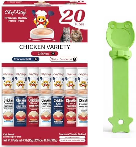 Lickable Cat Treats + Green Spoon, Chicken Variety, 20 Tubes image 2