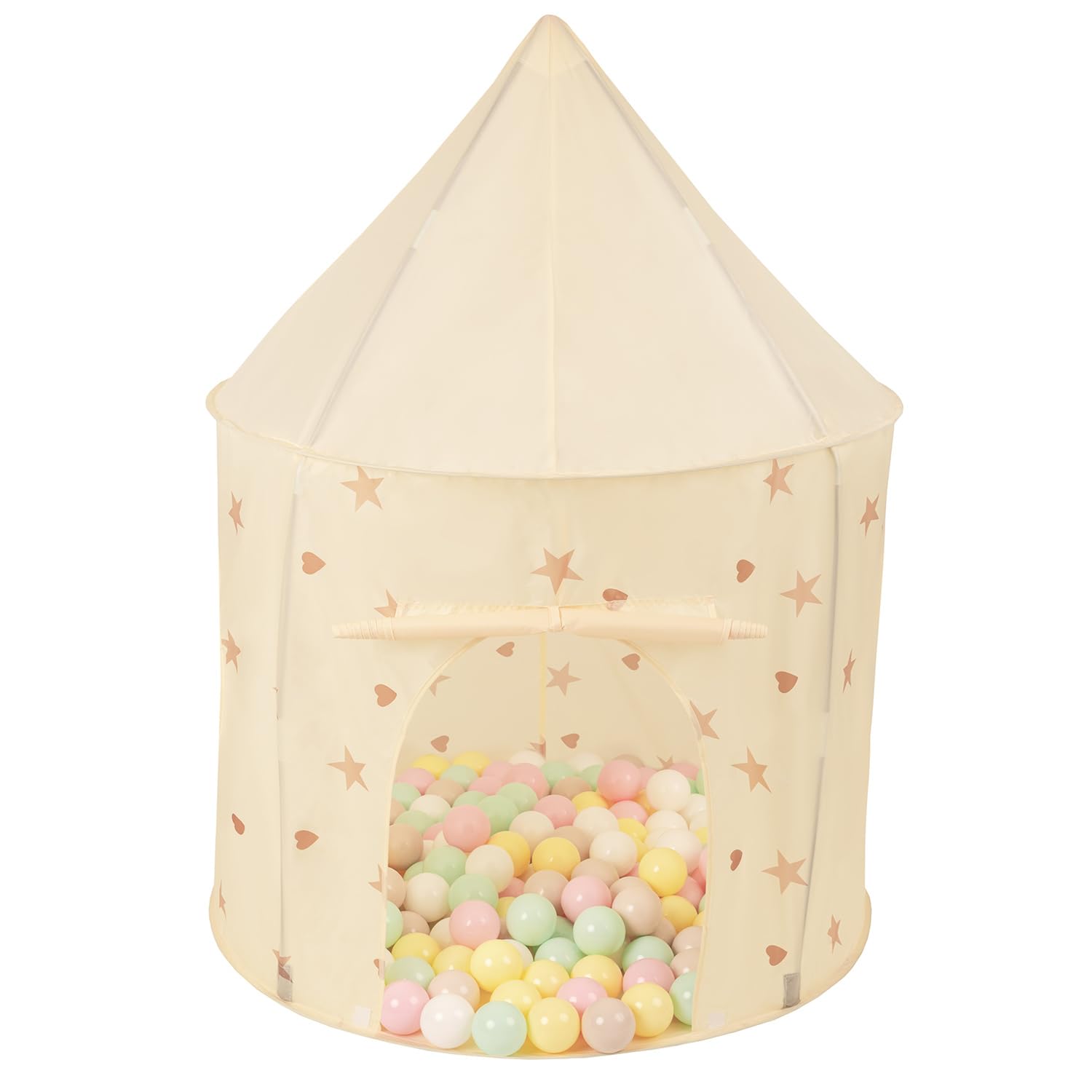 Selonis Play Tent For Kids Pavilion Playhouse Children Play Tent 100X130cm/400 Balls For Babies And Toddlers Pop Up Play Indoor Outdoor, Light Beige: Pastel Beige/Pastel Yellow/White/Mint/Powder Pink