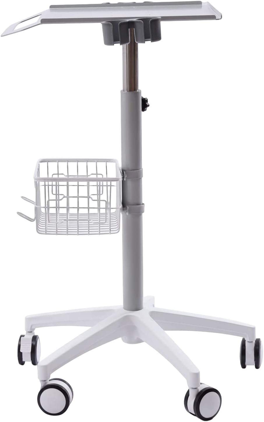 Bacocoo Height Adjustable Instrument Trolley with Wheels, Heavy-Duty Iron Medical Cart, 55.12lbs Load Capacity, Large 19.3 * 16.9in Tabletop, Rolling Lab Cart for Hospital, Dental, Spa.