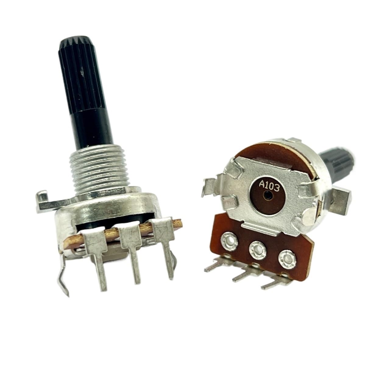 Potentiomètre A10K Type 161 à arbre long de 25mm pour montage traversant stable - 3