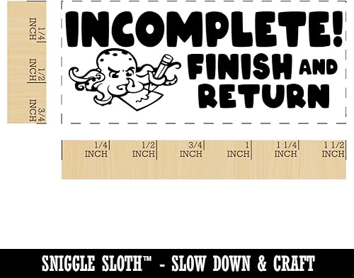 Miniatura 2 de Incompleto! - Sello de tinta de goma autoentintado para profesores y estudiantes, de 1-12 pulgada pequeño, tinta azul cielo