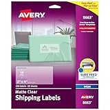 Avery Printable Shipping Labels with Sure Feed, 2' x 4' Customizable Stickers, Matte Clear, 250 Blank Mailing Labels, Great for Mailing, Shipping, and More (8663)